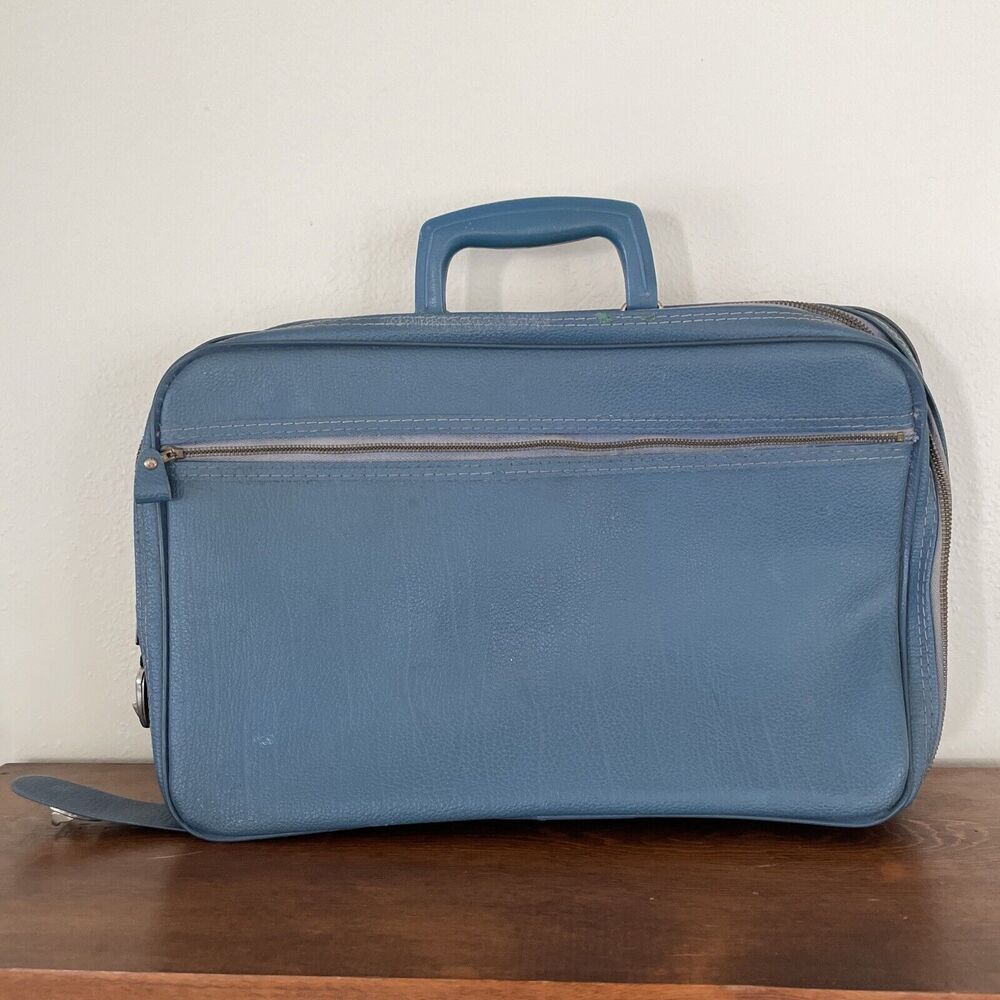 Vintage Bantam Travelware Overnight Suitcase Bag‎ Blue Carry-on  *READ*